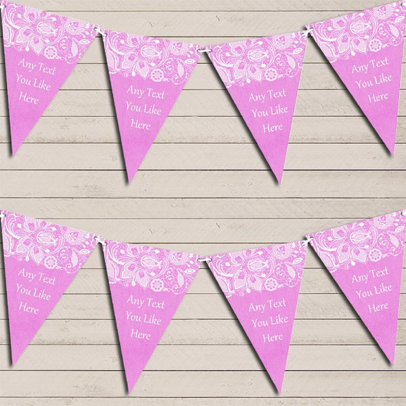 Burlap & Lace Pink Tea Party Bunting Garland Party Banner