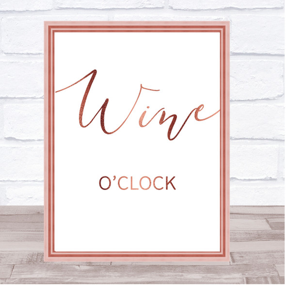 Rose Gold Wine O'clock Quote Wall Art Print