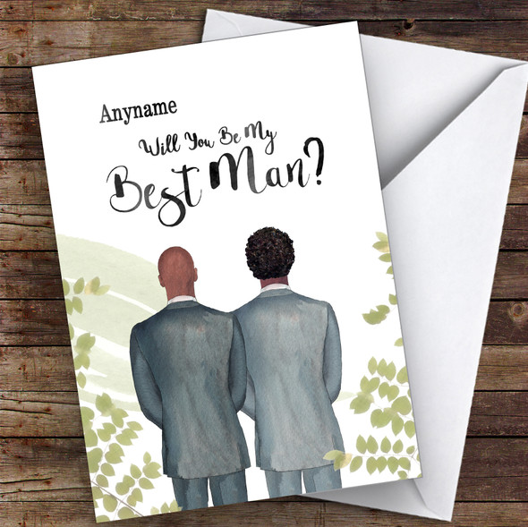 Bald Black Curly Black Hair Will You Be My Best Man Personalised Greetings Card