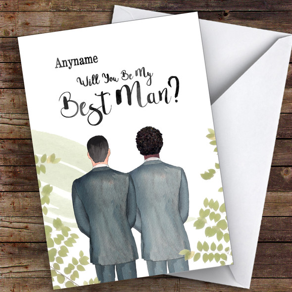 Black Hair Curly Black Hair Will You Be My Best Man Personalised Greetings Card