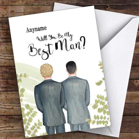 Curly Blond Hair Black Hair Will You Be My Best Man Personalised Greetings Card