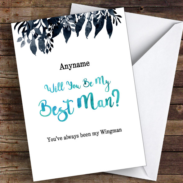 Black Watercolour Will You Be My Best Man Personalised Greetings Card