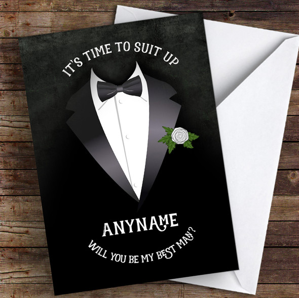 Tuxedo Will You Be My Best Man Personalised Greetings Card