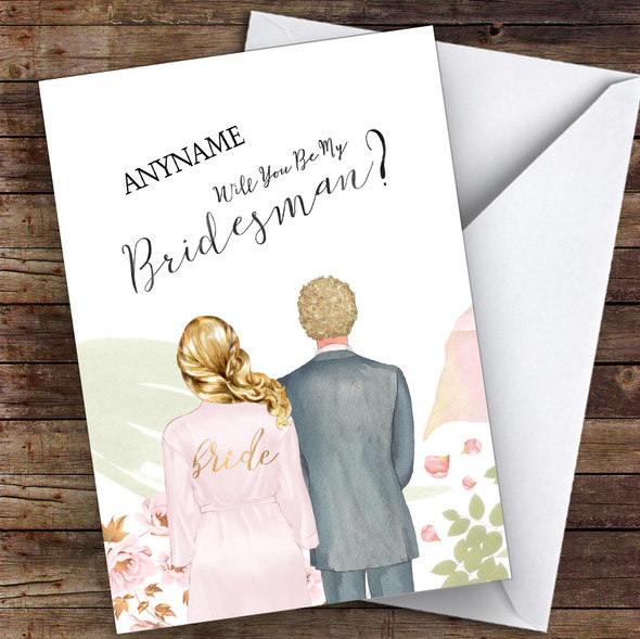 Blond Half Up Hair Curly Blond Hair Will You Be My Bridesman Personalised Card