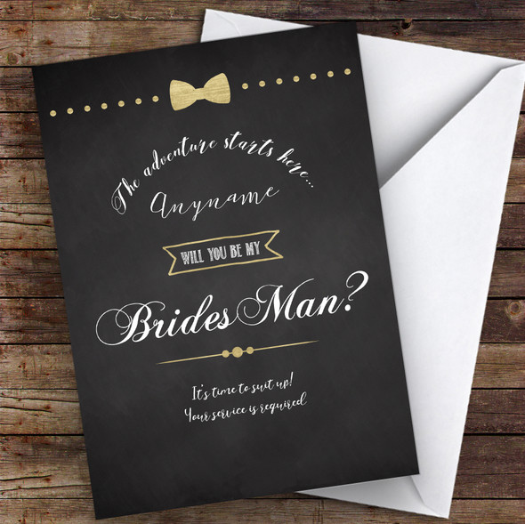 Chalk Style Will You Be My Bridesman Personalised Greetings Card