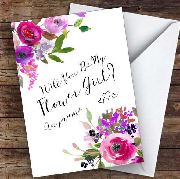 Floral Fancy Will You Be My Flower Girl Personalised Greetings Card