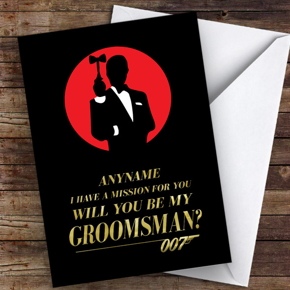 James Bond Will You Be My Groomsman Personalised Greetings Card