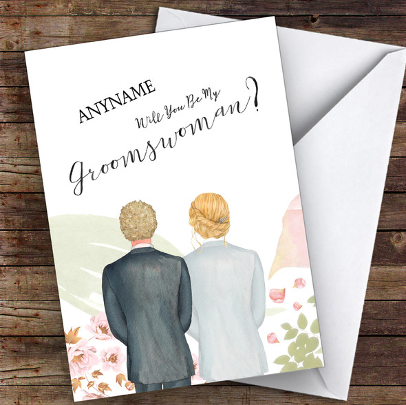 Curly Blond Hair Blond Hair Up Will You Be My Groomswoman Personalised Card