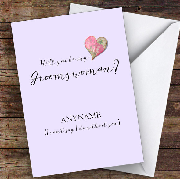Vintage Heart Will You Be My Groomswoman Personalised Greetings Card