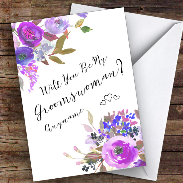 Floral Fancy Will You Be My Groomswoman Personalised Greetings Card