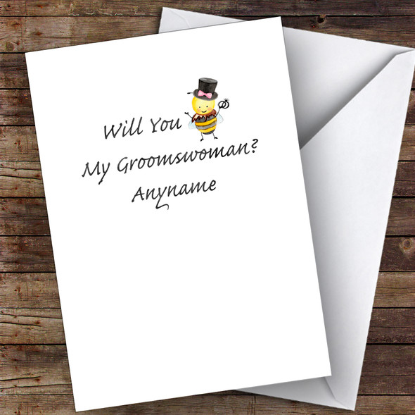 Bumble Bee Will You Be My Groomswoman Personalised Greetings Card