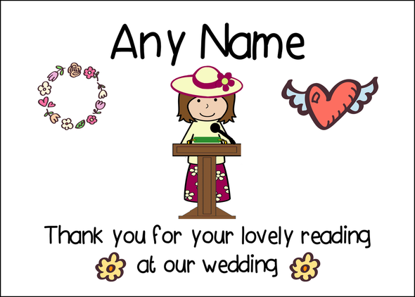 Thank You For Doing A Reading At Our Wedding Woman  Personalised Printed Certificate