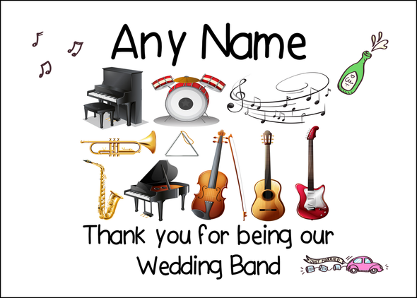 Thank You Wedding Band  Personalised Printed Certificate