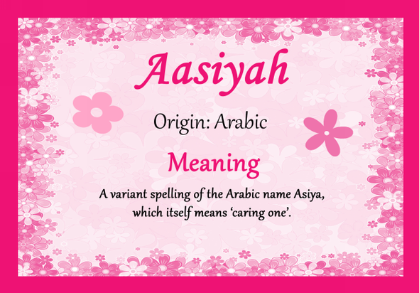 Aasiyah Personalised Name Meaning Certificate