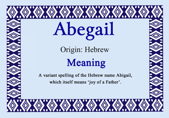Abegail Personalised Name Meaning Certificate