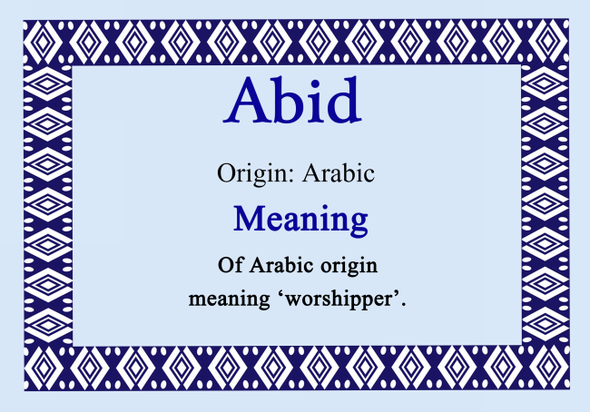 Abid Personalised Name Meaning Certificate