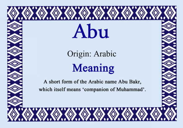 Abu Personalised Name Meaning Certificate