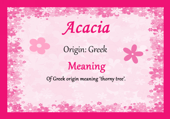 Acacia Personalised Name Meaning Certificate