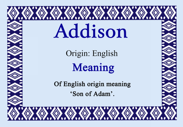 Addison Personalised Name Meaning Certificate