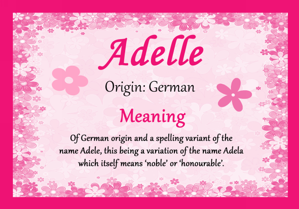 Adelle Personalised Name Meaning Certificate