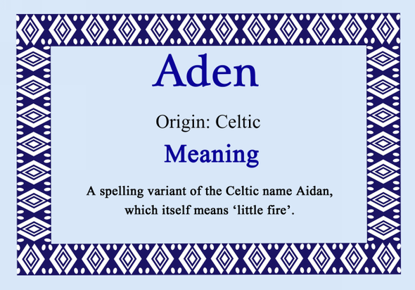 Aden Personalised Name Meaning Certificate
