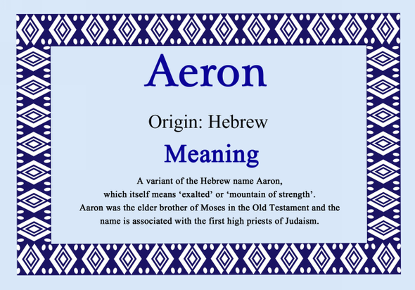 Aeron Personalised Name Meaning Certificate