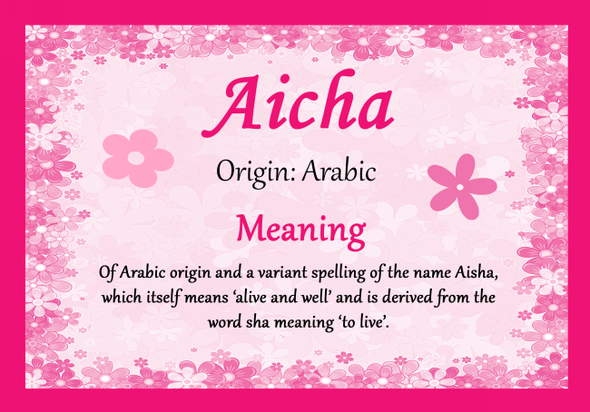 Aicha Personalised Name Meaning Certificate