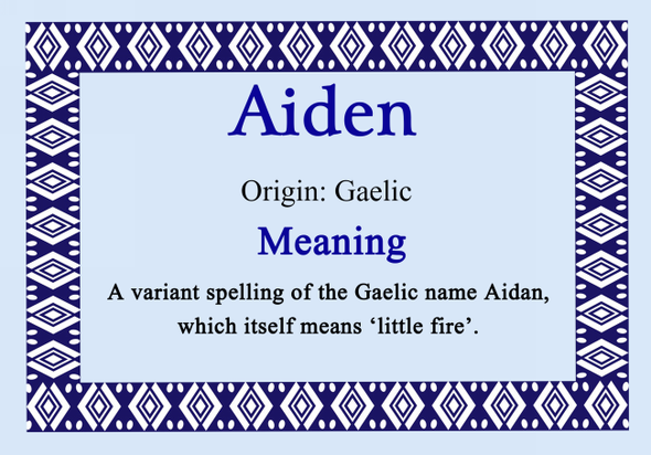 Aiden Personalised Name Meaning Certificate