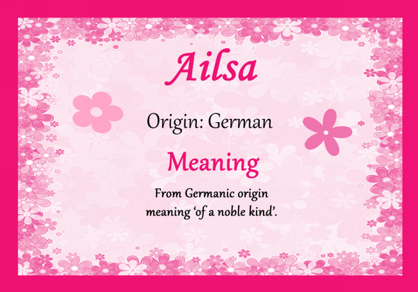 Ailsa Personalised Name Meaning Certificate