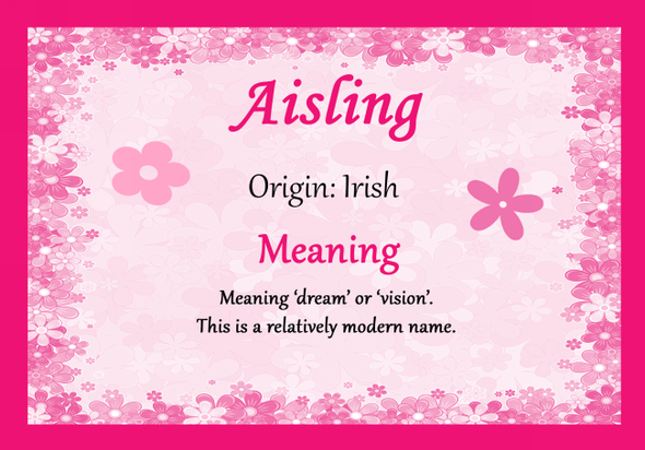 Aisling Personalised Name Meaning Certificate