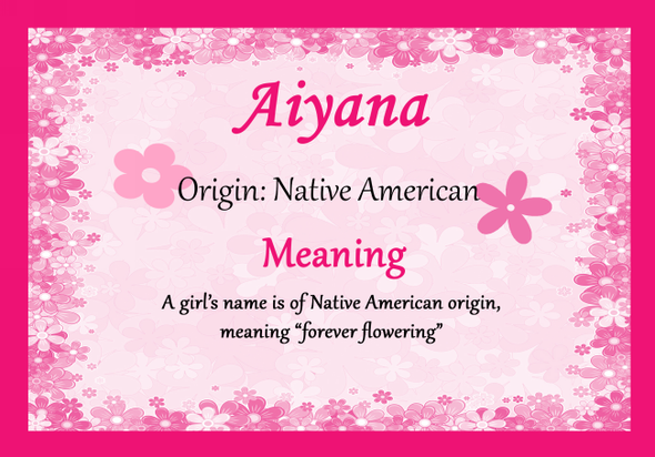 Aiyana Personalised Name Meaning Certificate