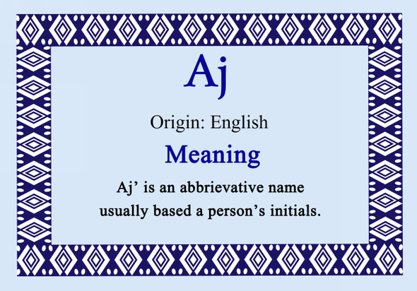 Aj Personalised Name Meaning Certificate