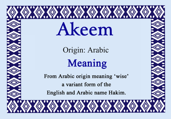 Akeem Personalised Name Meaning Certificate