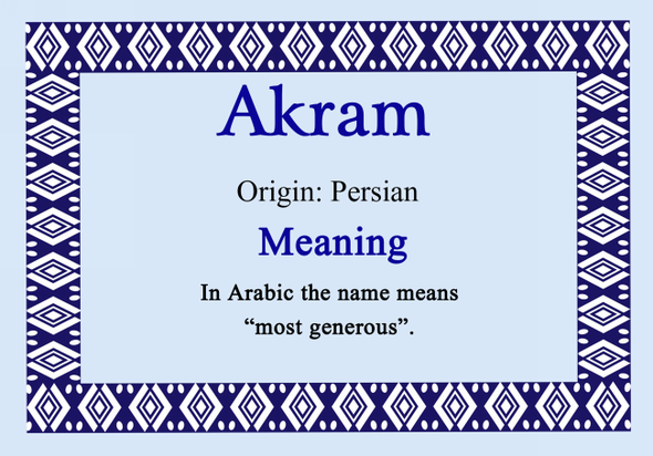 Akram Personalised Name Meaning Certificate