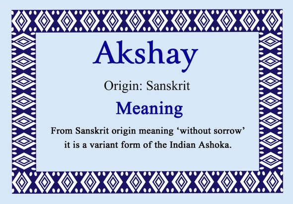 Akshay Personalised Name Meaning Certificate