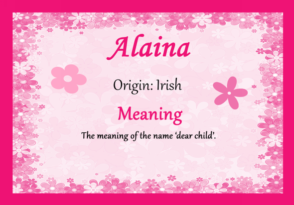 Alaina Personalised Name Meaning Certificate