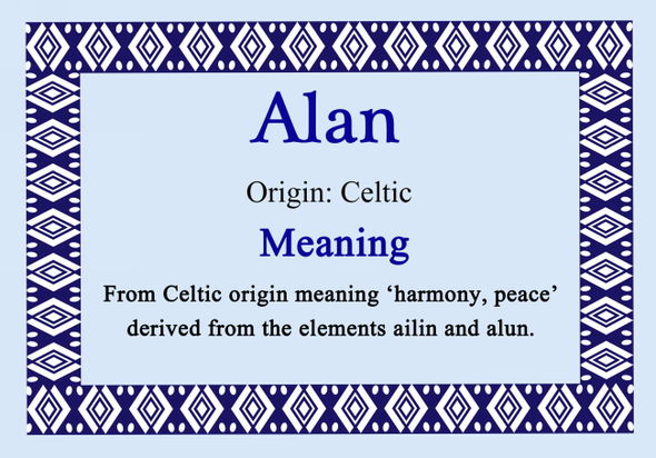 Alan Personalised Name Meaning Certificate