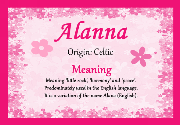 Alanna Personalised Name Meaning Certificate