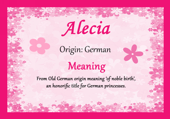 Alecia Personalised Name Meaning Certificate