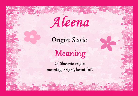 Aleena Personalised Name Meaning Certificate