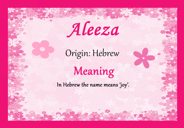 Aleeza Personalised Name Meaning Certificate