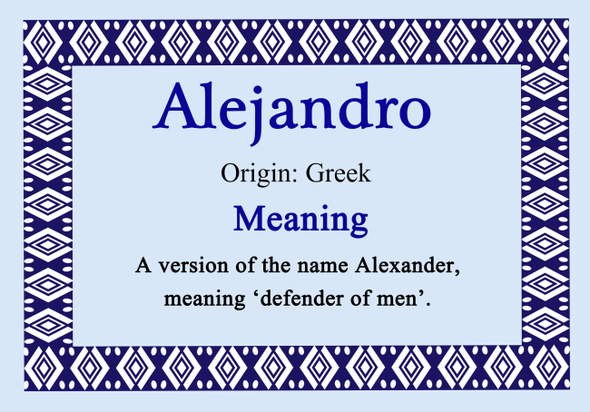 Alejandro Personalised Name Meaning Certificate