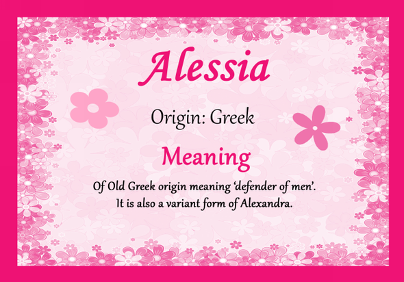 Alessia Personalised Name Meaning Certificate