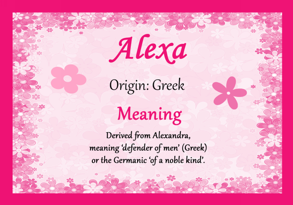 Alexa Personalised Name Meaning Certificate