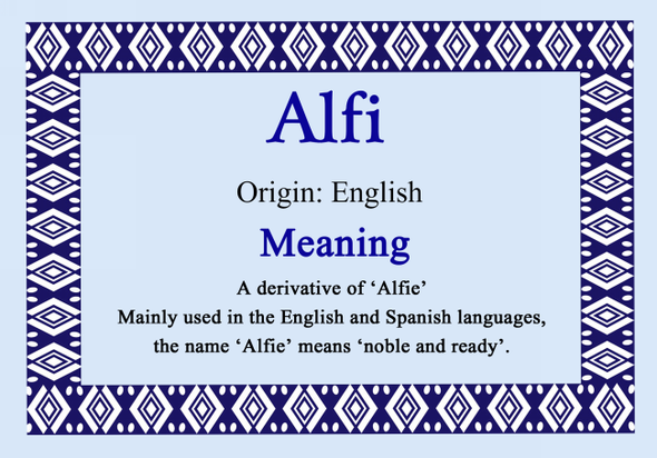 Alfi Personalised Name Meaning Certificate