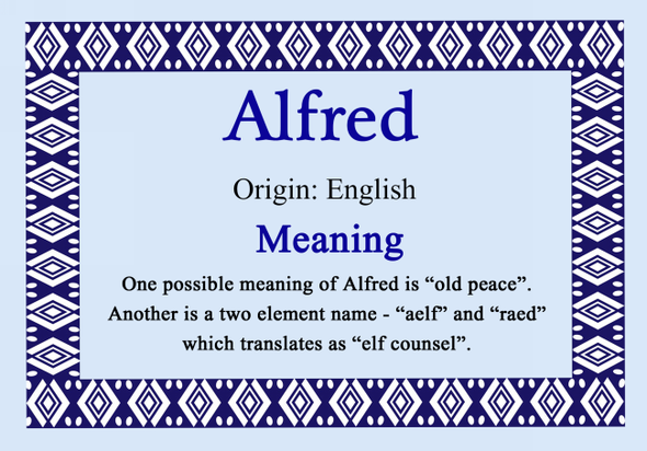 Alfred Personalised Name Meaning Certificate