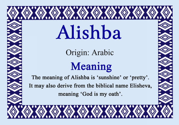 Alishba Personalised Name Meaning Certificate