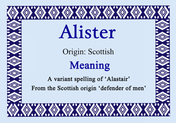 Alister Personalised Name Meaning Certificate