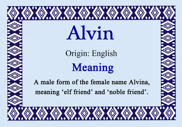 Alvin Personalised Name Meaning Certificate