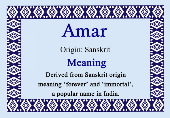Amar Personalised Name Meaning Certificate